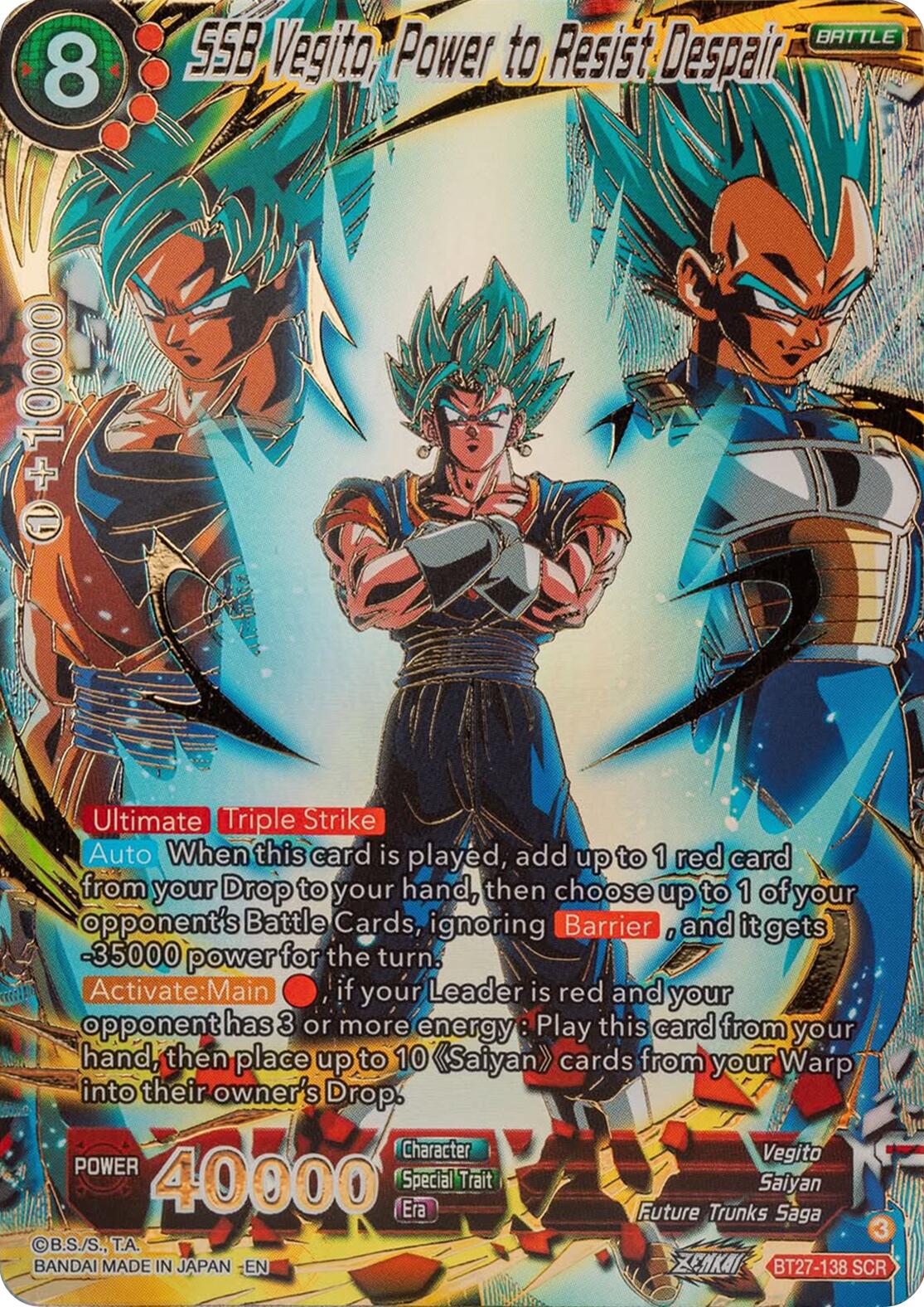 SSB Vegito, Power to Resist Despair (BT27-138) [History of Z] | Rock City Comics