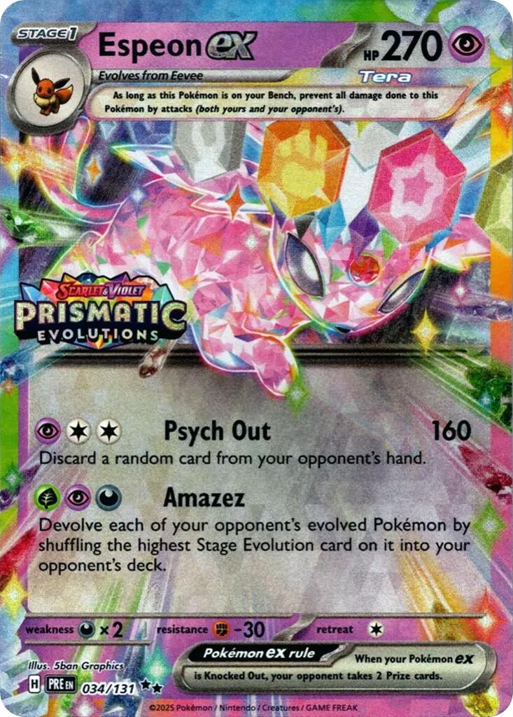 Espeon ex (034/131) (Prismatic Evolutions Stamp) [Scarlet & Violet: Prismatic Evolutions] | Rock City Comics