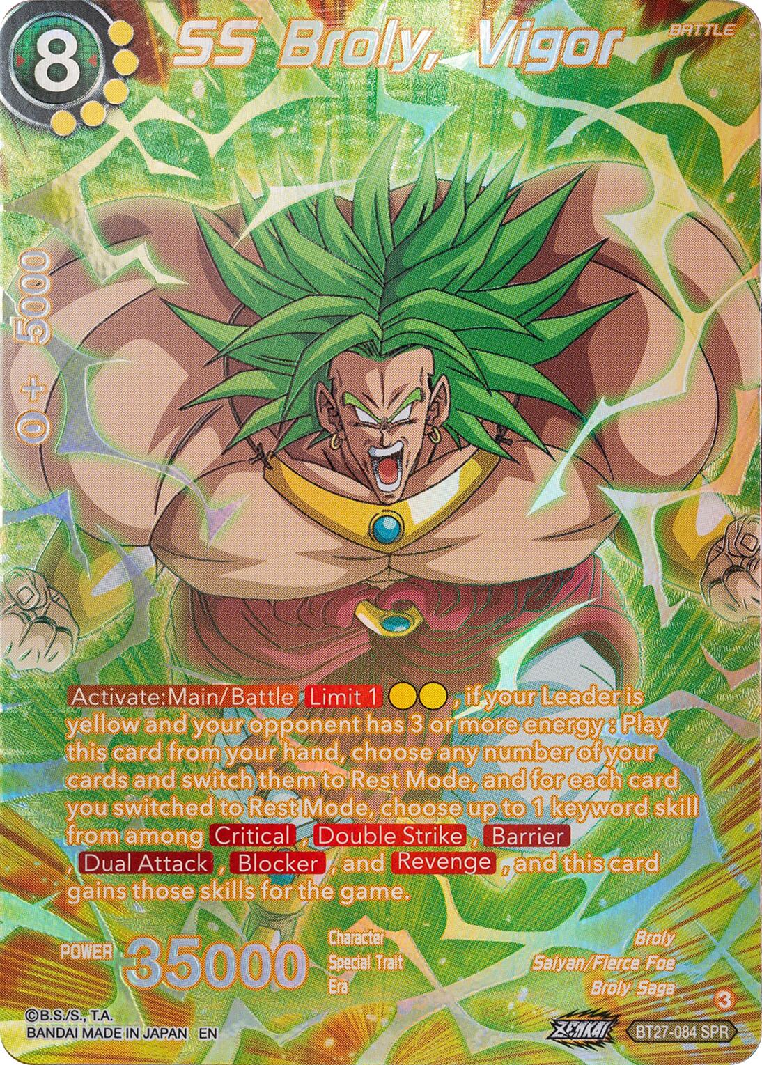 SS Broly, Vigor (SPR) (BT27-064) [History of Z] | Rock City Comics