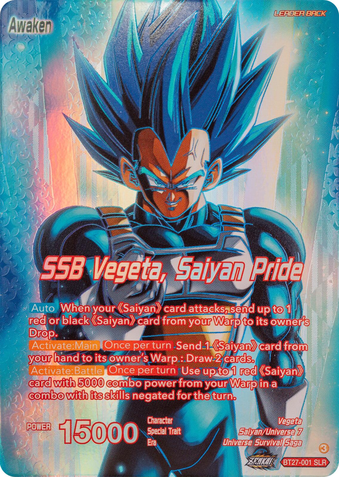 Vegeta // SSB Vegeta, Saiyan Pride (SLR) (BT27-001) [History of Z] | Rock City Comics