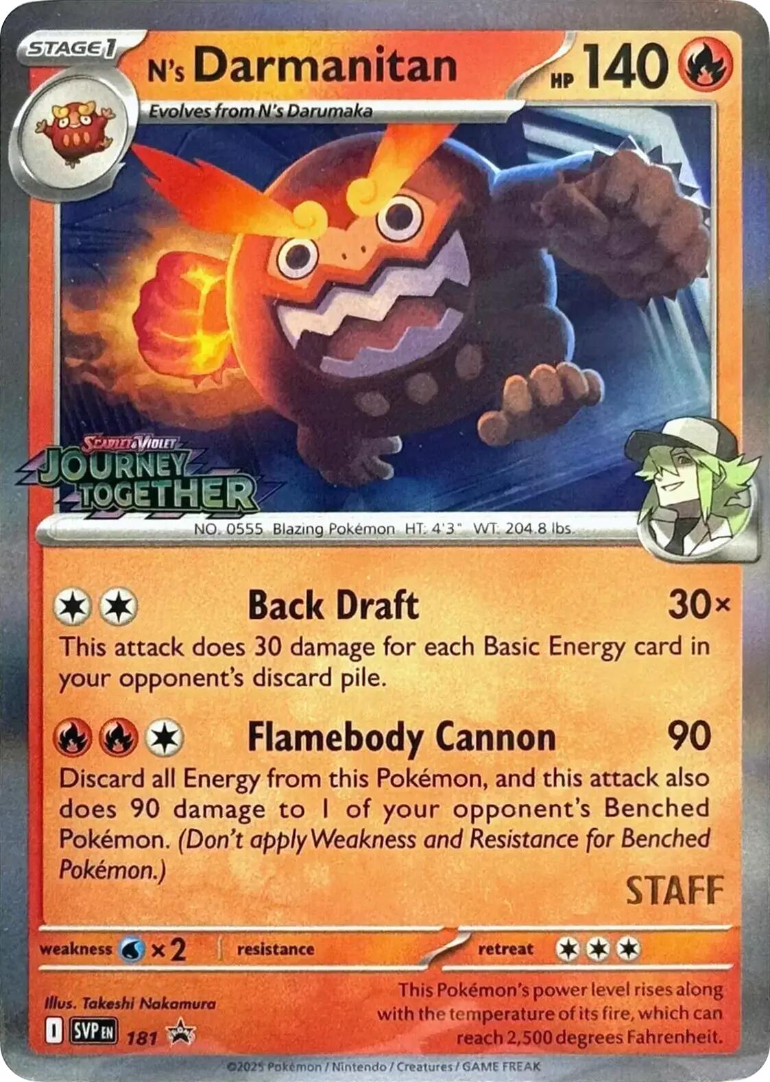 N's Darmanitan (181) (Prerelease Staff) [Scarlet & Violet: Black Star Promos] | Rock City Comics