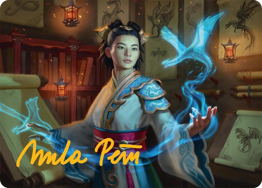 Dragonologist Art Card (6/54) (Gold-Stamped Signature) [Tarkir: Dragonstorm Art Series] | Rock City Comics