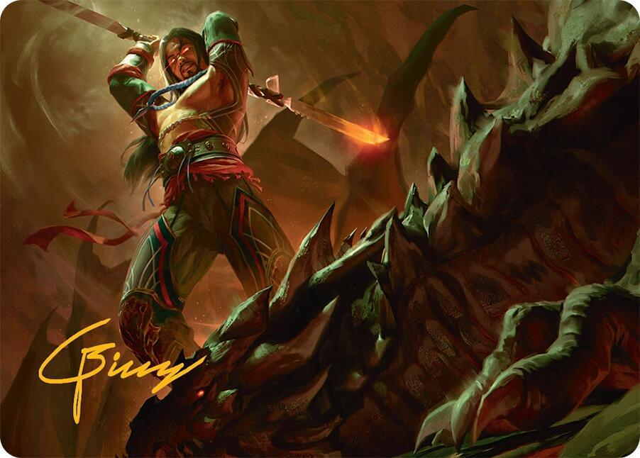 Sarkhan's Resolve Art Card (18/54) (Gold-Stamped Signature) [Tarkir: Dragonstorm Art Series] | Rock City Comics