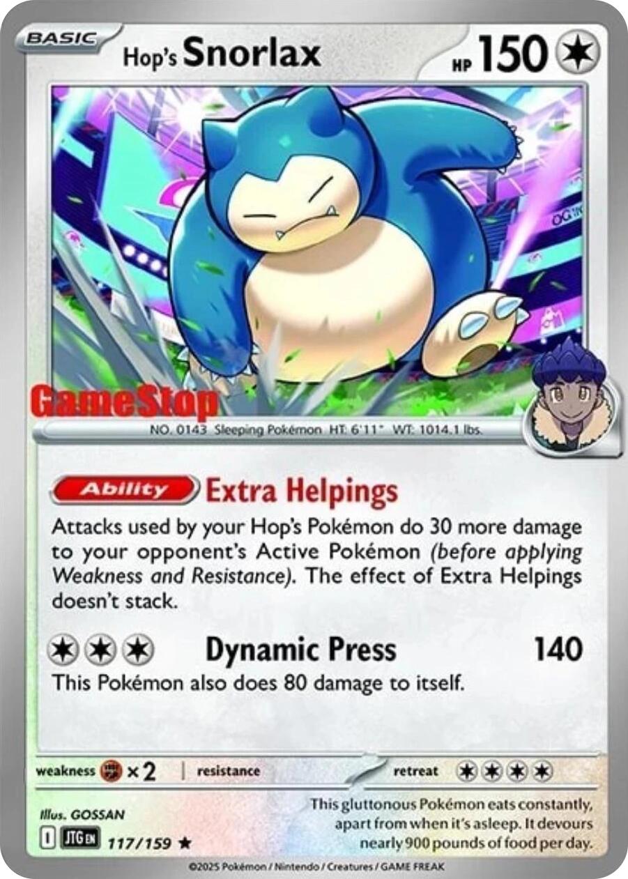 Hop's Snorlax (117/159) (GameStop) (Cosmos Holo) [Scarlet & Violet: Journey Together] | Rock City Comics