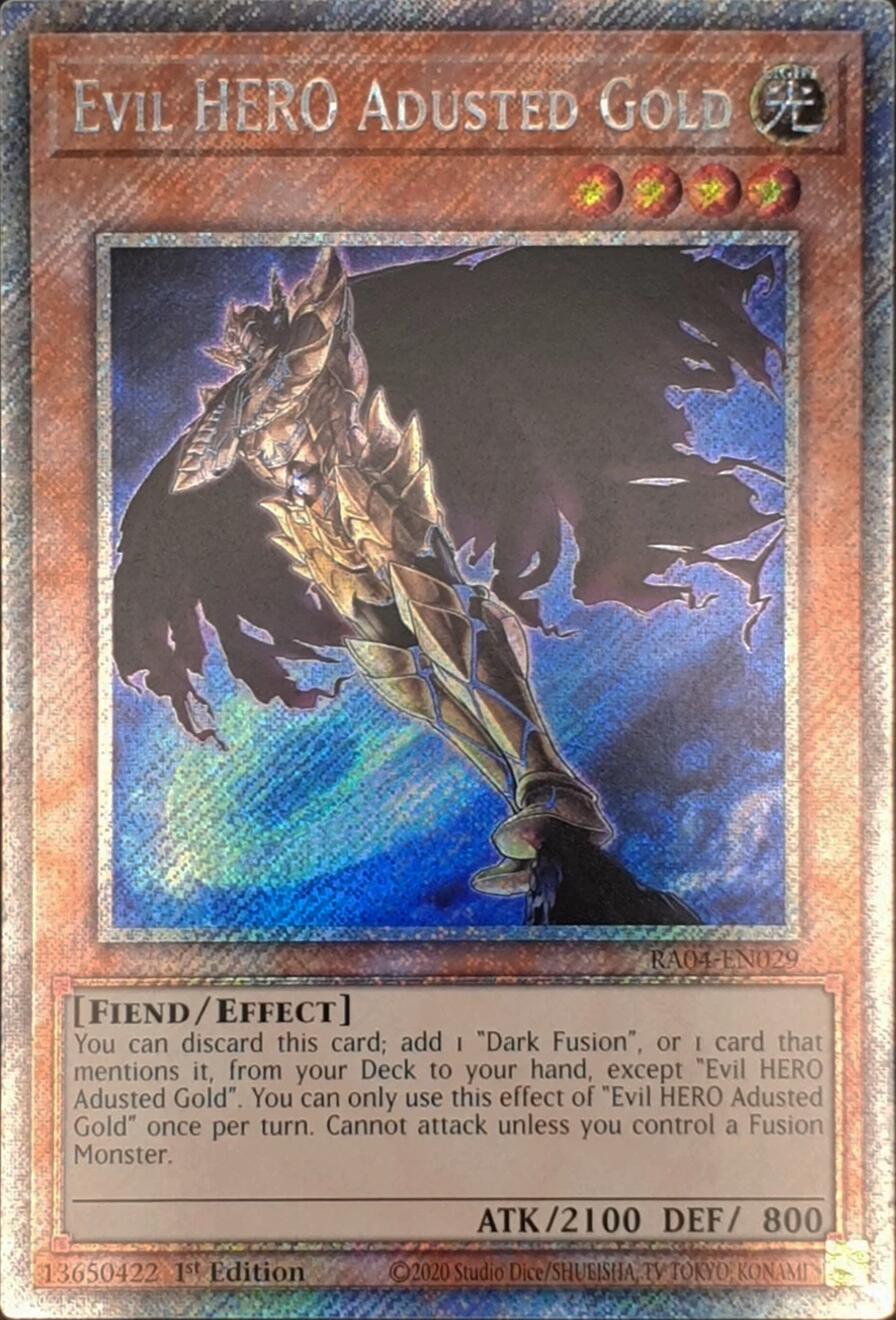Evil HERO Adusted Gold [RA04-EN029] Platinum Secret Rare | Rock City Comics