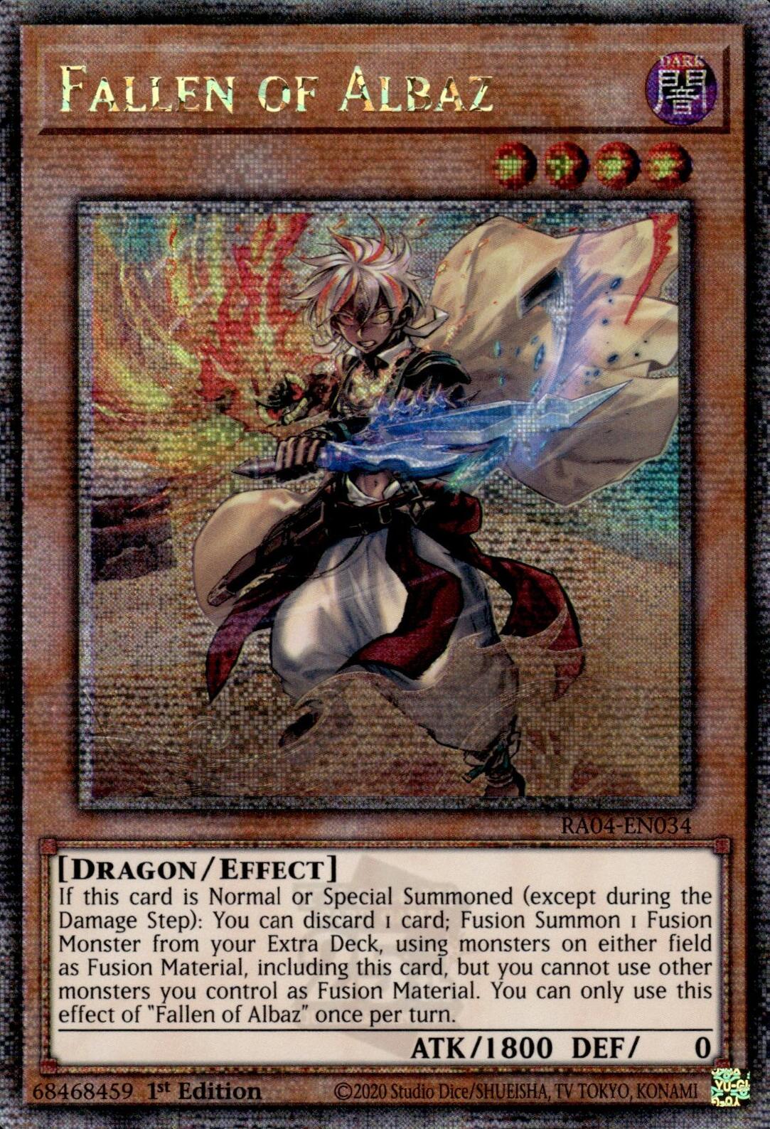 Fallen of Albaz (New Art) [RA04-EN034] Quarter Century Secret Rare | Rock City Comics