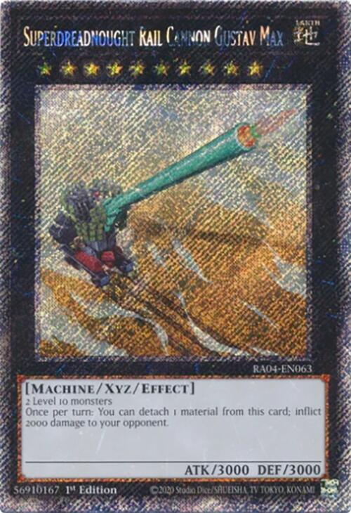 Superdreadnought Rail Cannon Gustav Max [RA04-EN063] Platinum Secret Rare | Rock City Comics