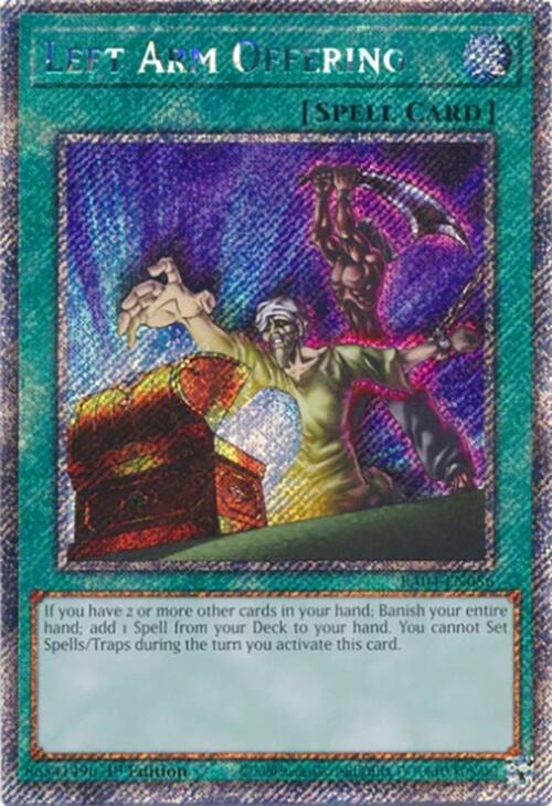 Left Arm Offering [RA04-EN086] Platinum Secret Rare | Rock City Comics