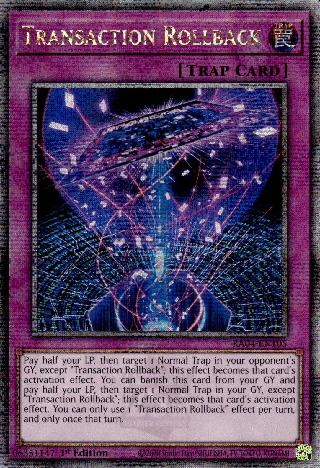 Transaction Rollback [RA04-EN105] Quarter Century Secret Rare | Rock City Comics