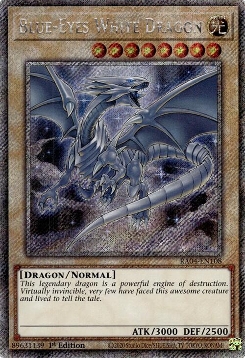 Blue-Eyes White Dragon (8th Art) [RA04-EN108] Platinum Secret Rare | Rock City Comics