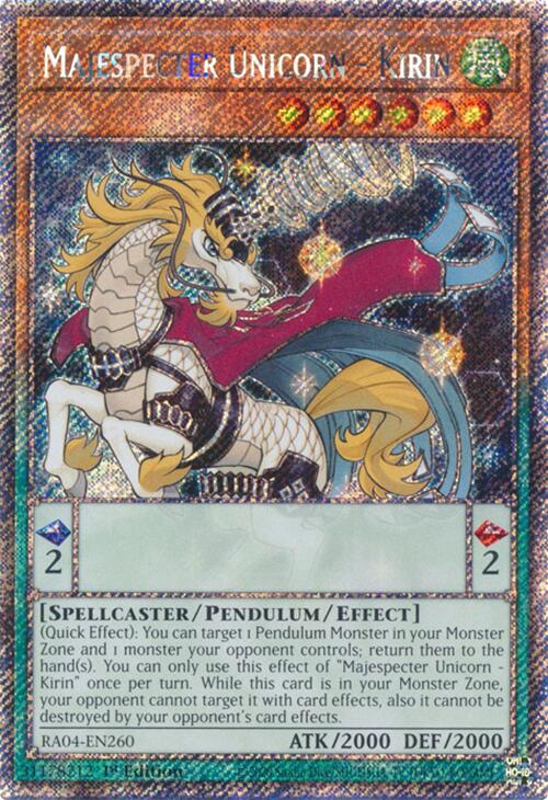 Majespecter Unicorn - Kirin [RA04-EN260] Platinum Secret Rare | Rock City Comics
