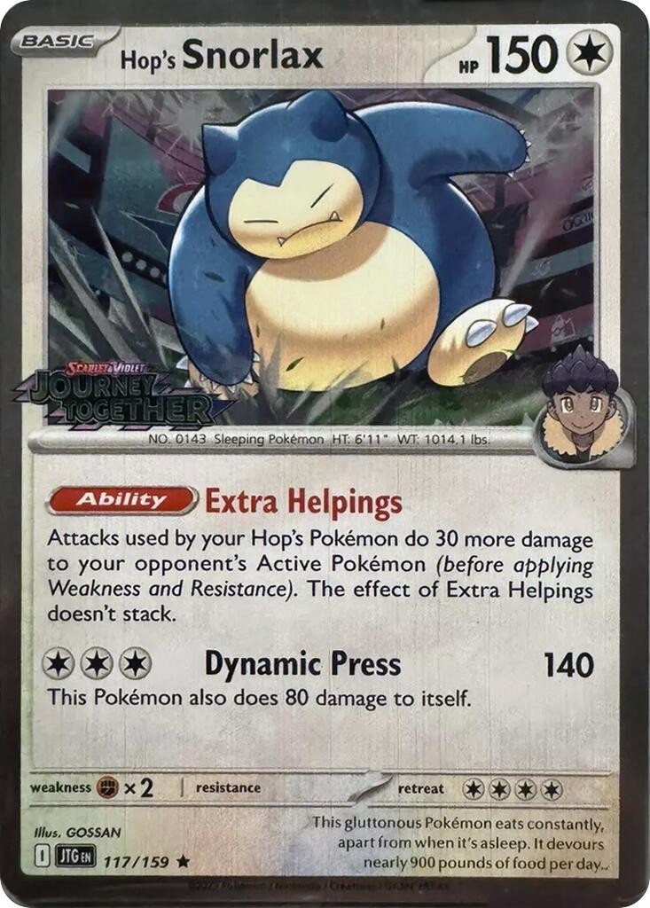 Hop's Snorlax (117/159) (Cosmos Holo) [Scarlet & Violet: Journey Together] | Rock City Comics