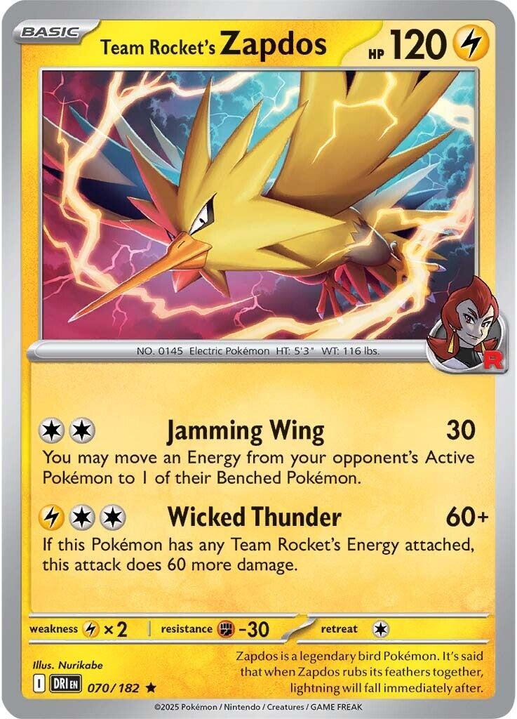 Team Rocket's Zapdos (070/182) [Scarlet & Violet: Destined Rivals] | Rock City Comics