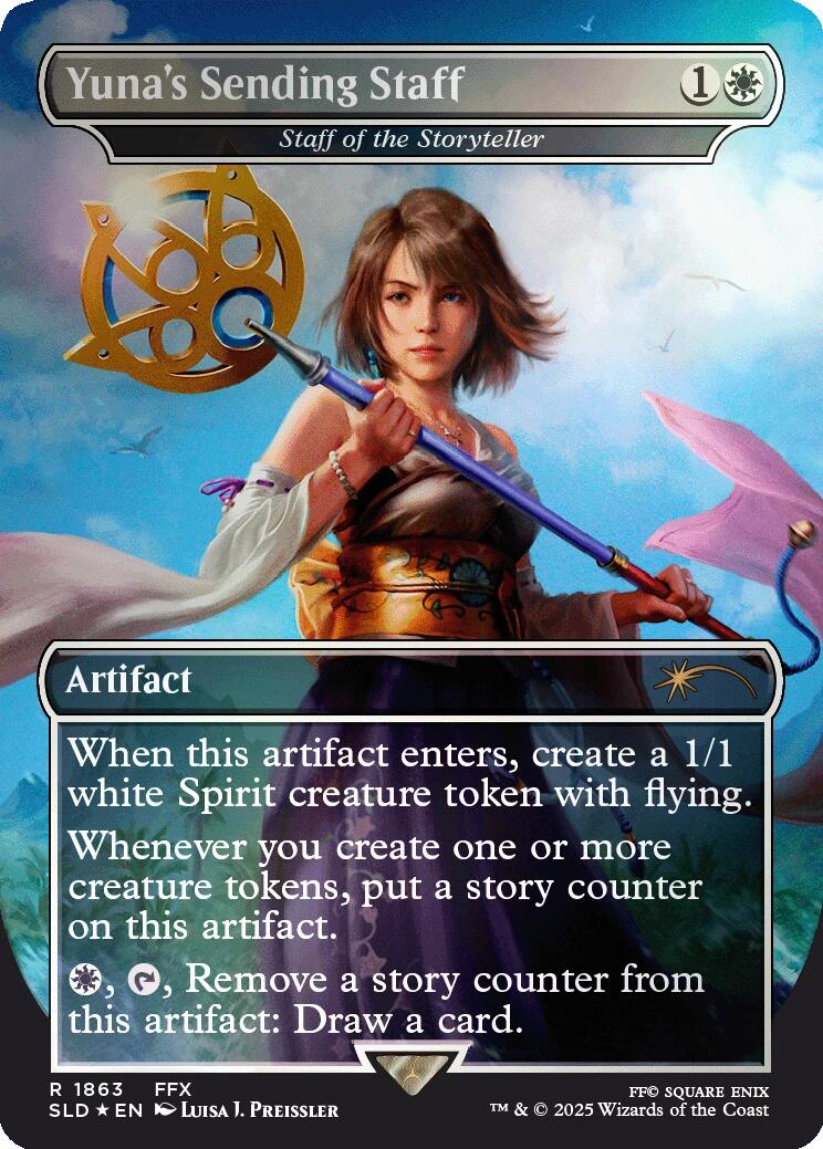 Yuna's Sending Staff - Staff of the Storyteller (Rainbow Foil) [Secret Lair Drop Series] | Rock City Comics
