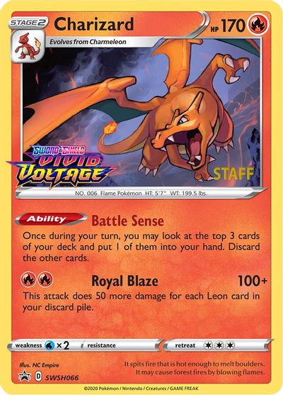 Charizard (SWSH066) (Staff Prerelease Promo) [Sword & Shield: Black Star Promos] | Rock City Comics