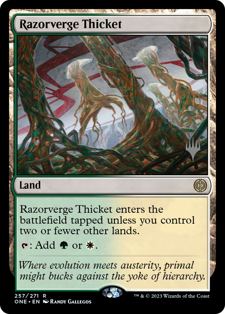 Razorverge Thicket (Promo Pack) [Phyrexia: All Will Be One Promos] | Rock City Comics