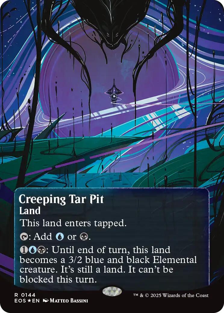 Creeping Tar Pit (0144) (Borderless) (Galaxy Foil) [Edge of Eternities: Stellar Sights] | Rock City Comics