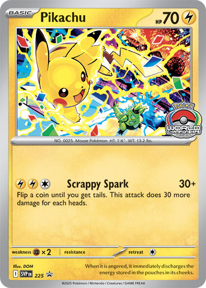 Pikachu (225) (World Championship 2025) [Scarlet & Violet: Black Star Promos] | Rock City Comics