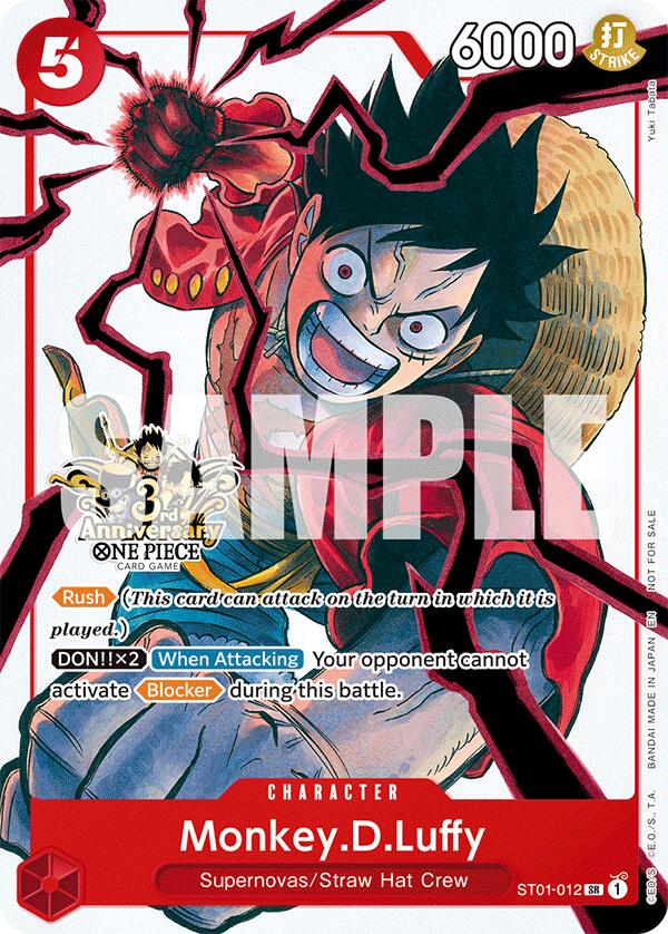 Monkey.D.Luffy (ST01-012) (3rd Anniversary Tournament 3 Brothers Pack) [Carrying On His Will: 3rd Anniversary Tournament Cards] | Rock City Comics