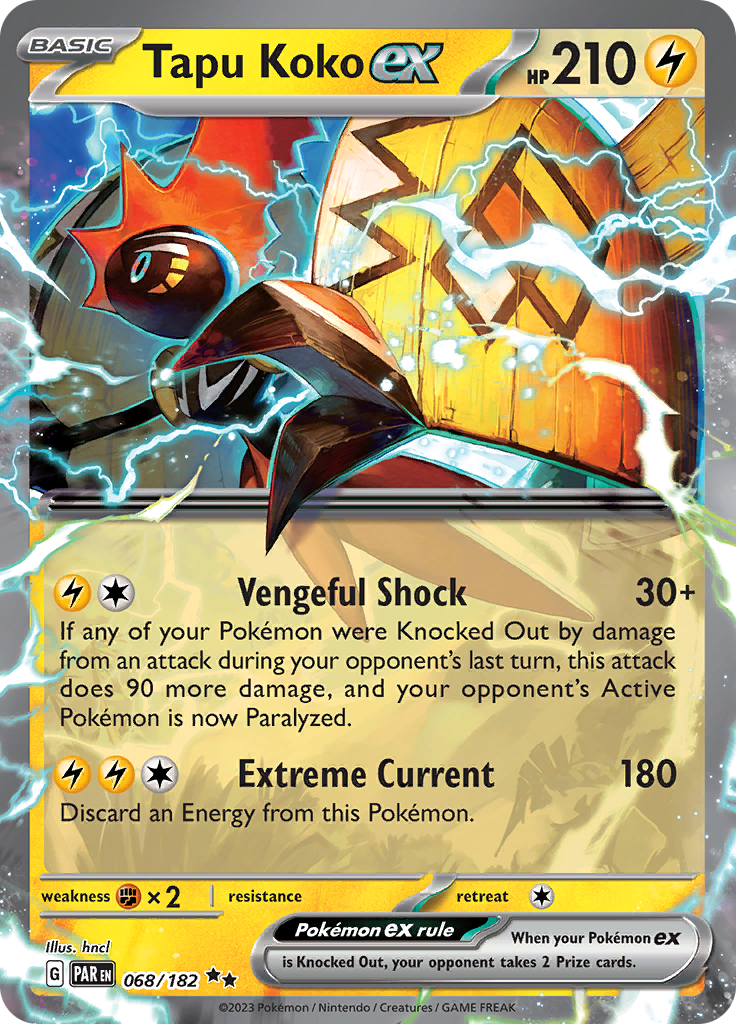 Tapu Koko ex (068/182) [Scarlet & Violet: Paradox Rift] | Rock City Comics