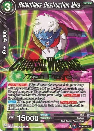 Relentless Destruction Mira (Titan Player Stamped) (BT3-117) [Tournament Promotion Cards] | Rock City Comics