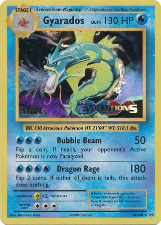 Gyarados (34/108) (XY Evolutions Staff Prerelease) [XY: Black Star Promos] | Rock City Comics