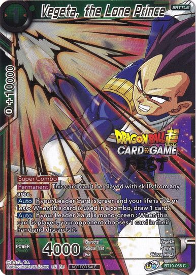 Vegeta, the Lone Prince (Card Game Fest 2022) (BT10-068) [Tournament Promotion Cards] | Rock City Comics