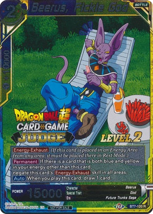 Beerus, Fickle God (Level 2) (BT7-120) [Judge Promotion Cards] | Rock City Comics