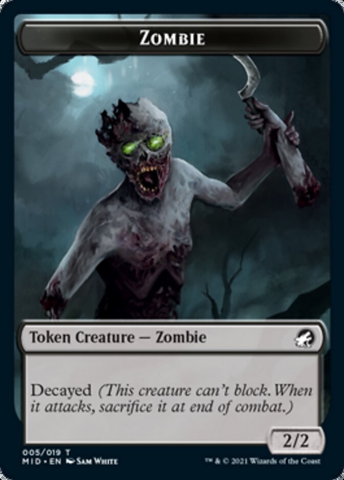 Zombie (005) // Wrenn and Seven Emblem Double-Sided Token [Innistrad: Midnight Hunt Tokens] | Rock City Comics