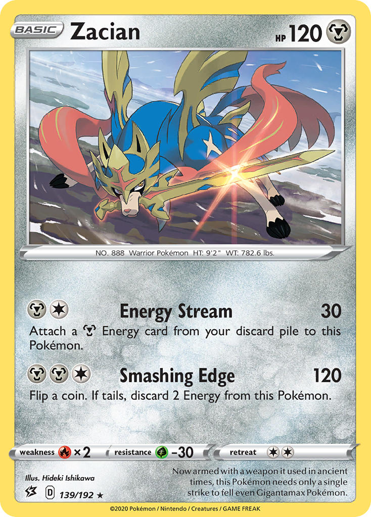 Zacian (139/192) (Cracked Ice Holo) (Theme Deck Exclusives) [Sword & Shield: Rebel Clash] | Rock City Comics