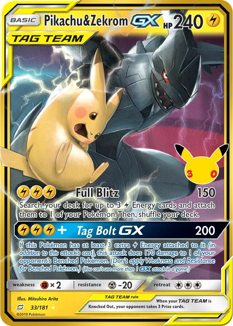 Pikachu & Zekrom GX (33/181) [Mega Evolution: 30th Celebration] | Rock City Comics