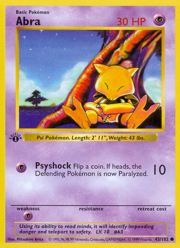 Abra (43/102) (Shadowless) [Base Set 1st Edition] | Rock City Comics