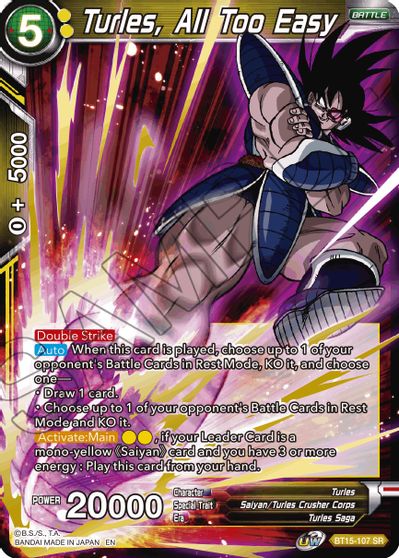 Turles, All Too Easy (BT15-107) [Saiyan Showdown] | Rock City Comics