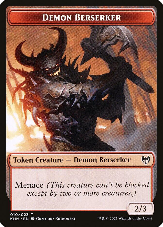 Dwarf Berserker // Demon Berserker Double-Sided Token [Kaldheim Tokens] | Rock City Comics