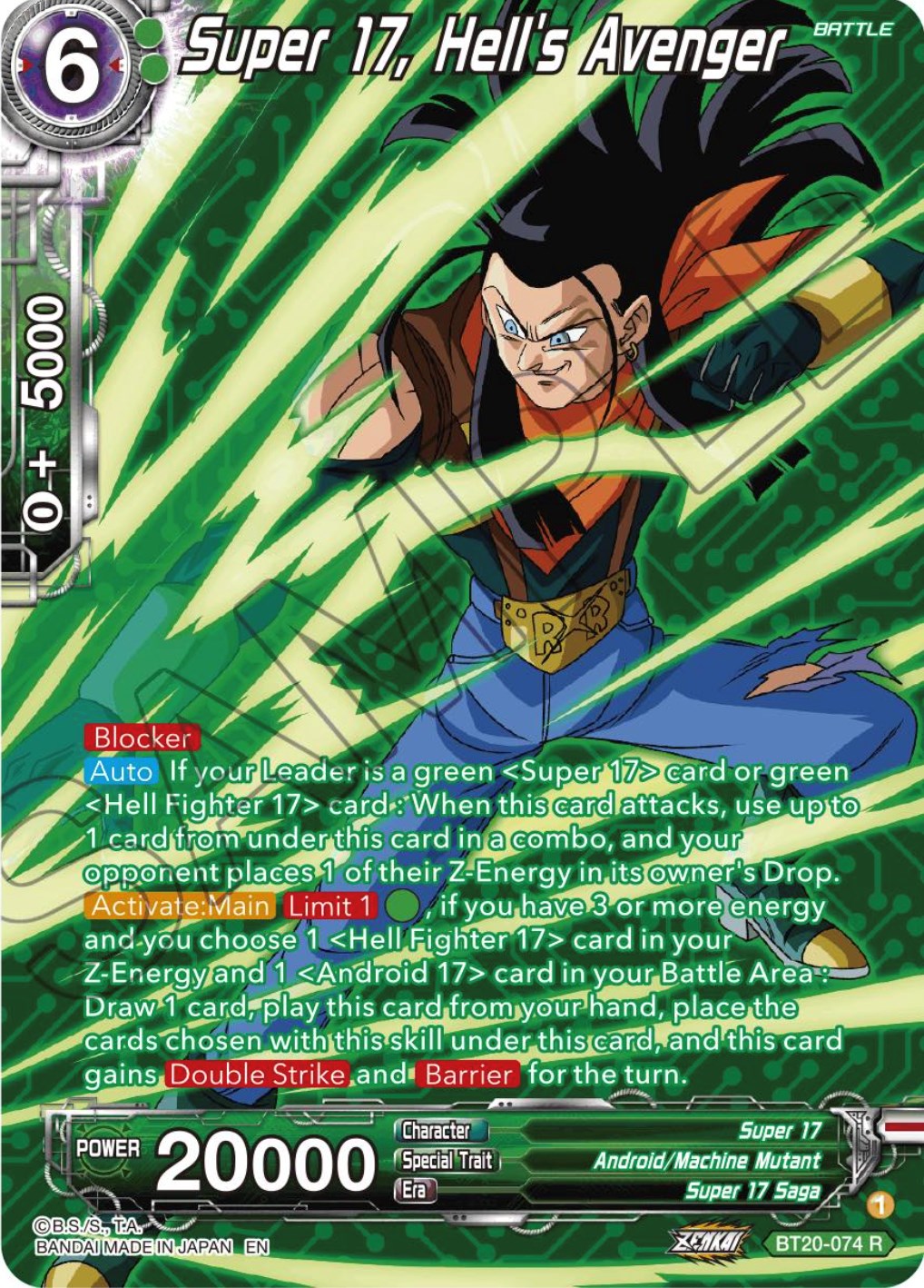 Super 17, Hell's Avenger (Silver Foil) (BT20-074) [Power Absorbed] | Rock City Comics