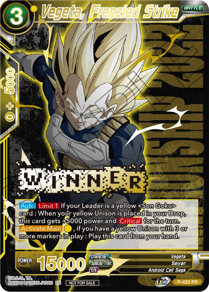 Vegeta, Frenzied Strike (Championship Pack 2022 Vol.2) (Winner Gold Stamped) (P-423) [Promotion Cards] | Rock City Comics