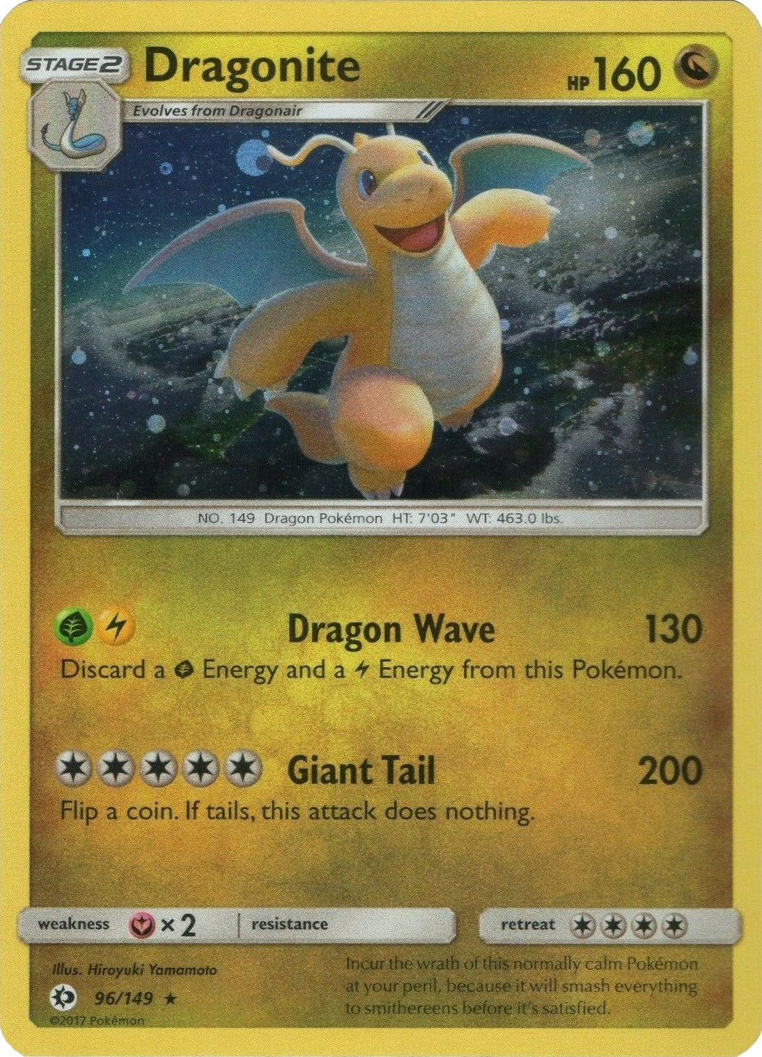 Dragonite (96/149) (Cosmos Holo) [Sun & Moon: Base Set] | Rock City Comics