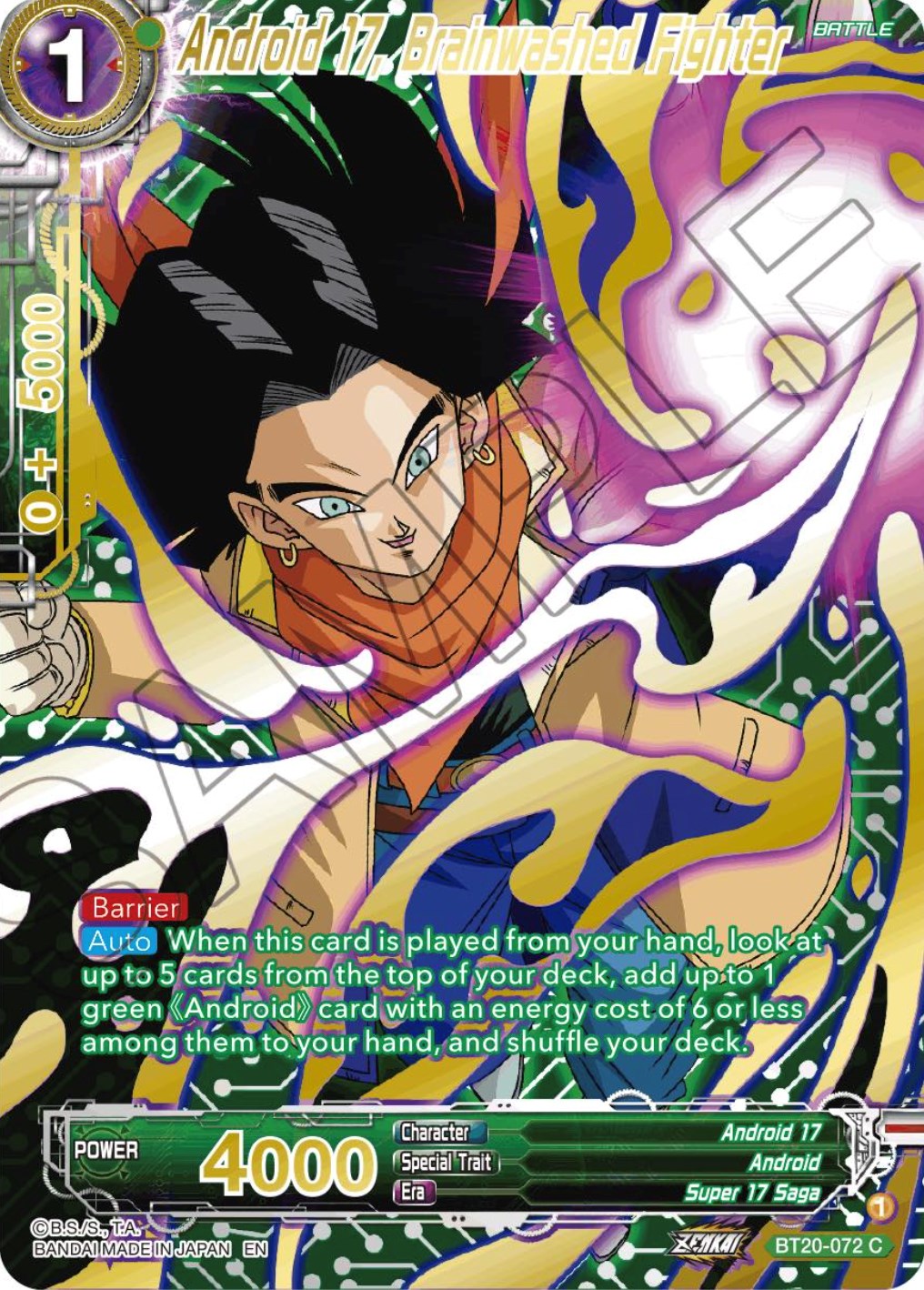Android 17, Brainwashed Fighter (Gold-Stamped) (BT20-072) [Power Absorbed] | Rock City Comics