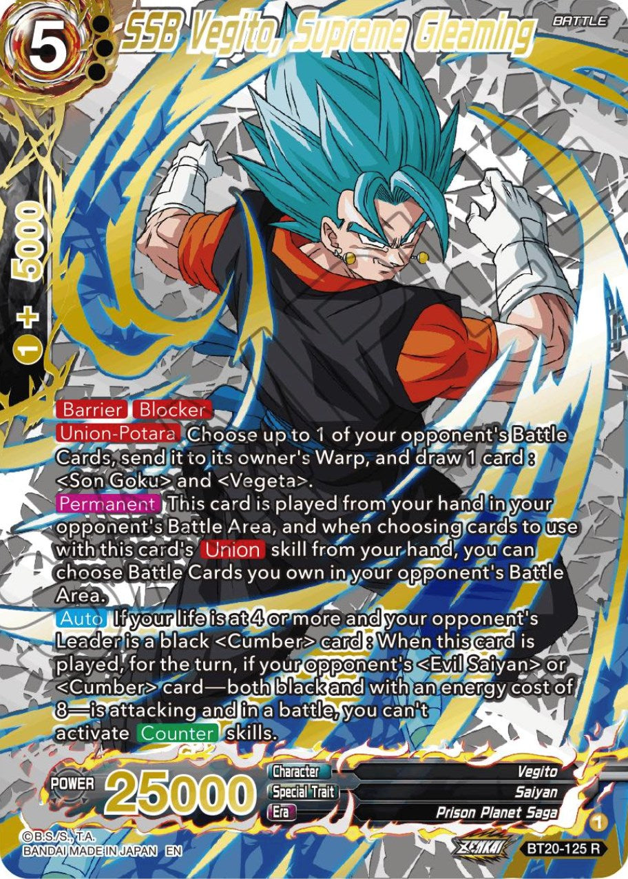 SSB Vegito, Supreme Gleaming (Gold-Stamped) (BT20-125) [Power Absorbed] | Rock City Comics