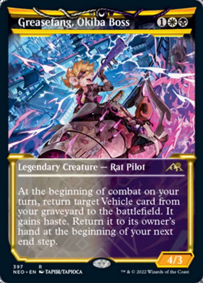 Greasefang, Okiba Boss (Showcase Soft Glow) [Kamigawa: Neon Dynasty] | Rock City Comics