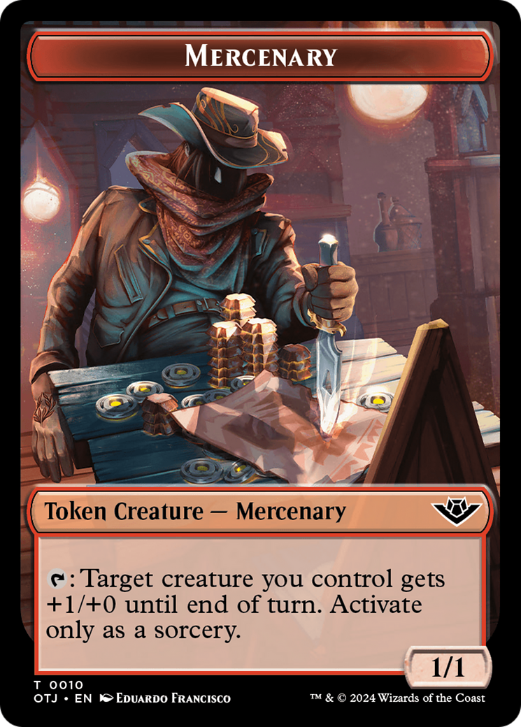 Mercenary // Golem Double-Sided Token [Outlaws of Thunder Junction Tokens] | Rock City Comics