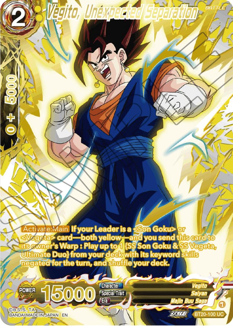 Vegito, Unexpected Separation (Gold-Stamped) (BT20-100) [Power Absorbed] | Rock City Comics