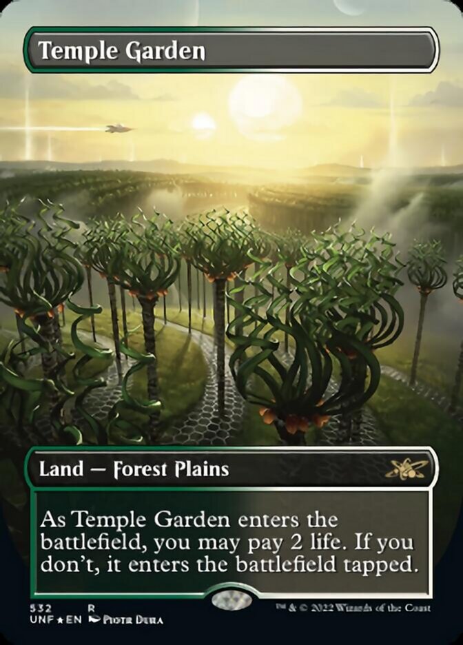 Temple Garden (Borderless) (Galaxy Foil) [Unfinity] | Rock City Comics