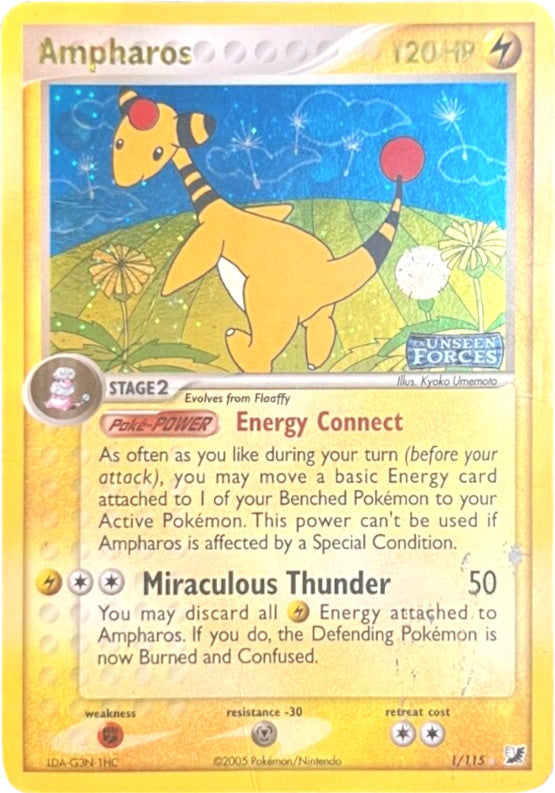 Ampharos (1/115) (Stamped) [EX: Unseen Forces] | Rock City Comics