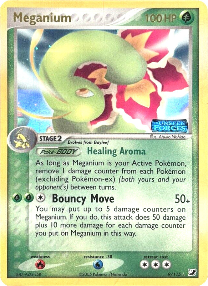 Meganium (9/115) (Stamped) [EX: Unseen Forces] | Rock City Comics