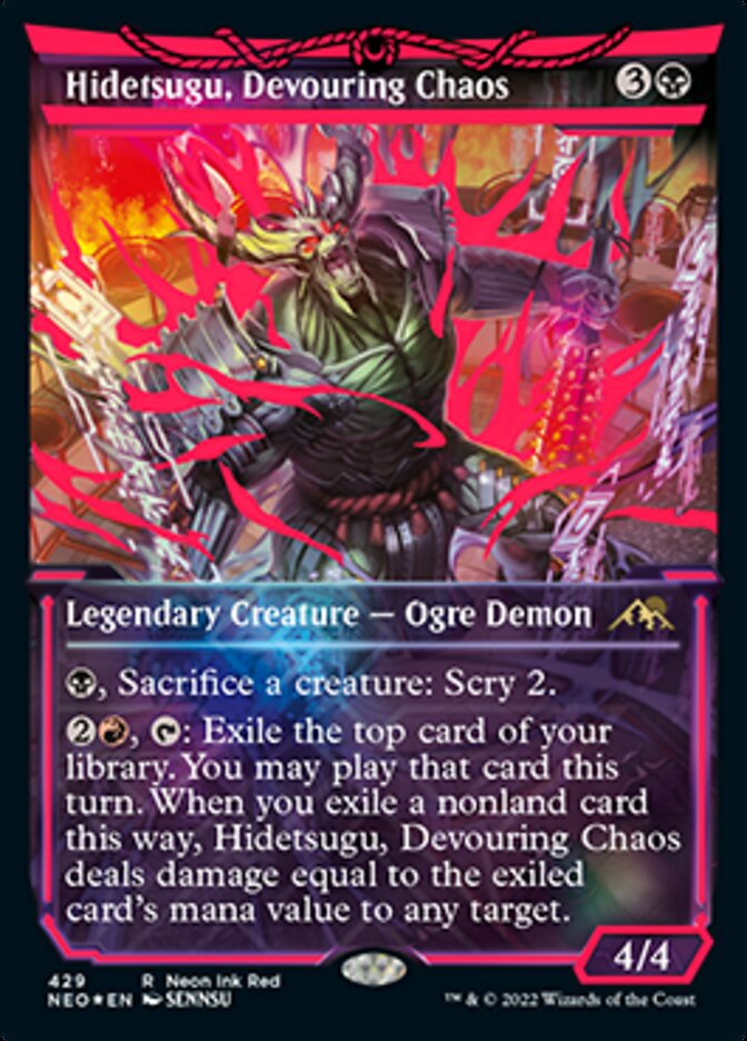 Hidetsugu, Devouring Chaos (Neon Ink Red) [Kamigawa: Neon Dynasty] | Rock City Comics