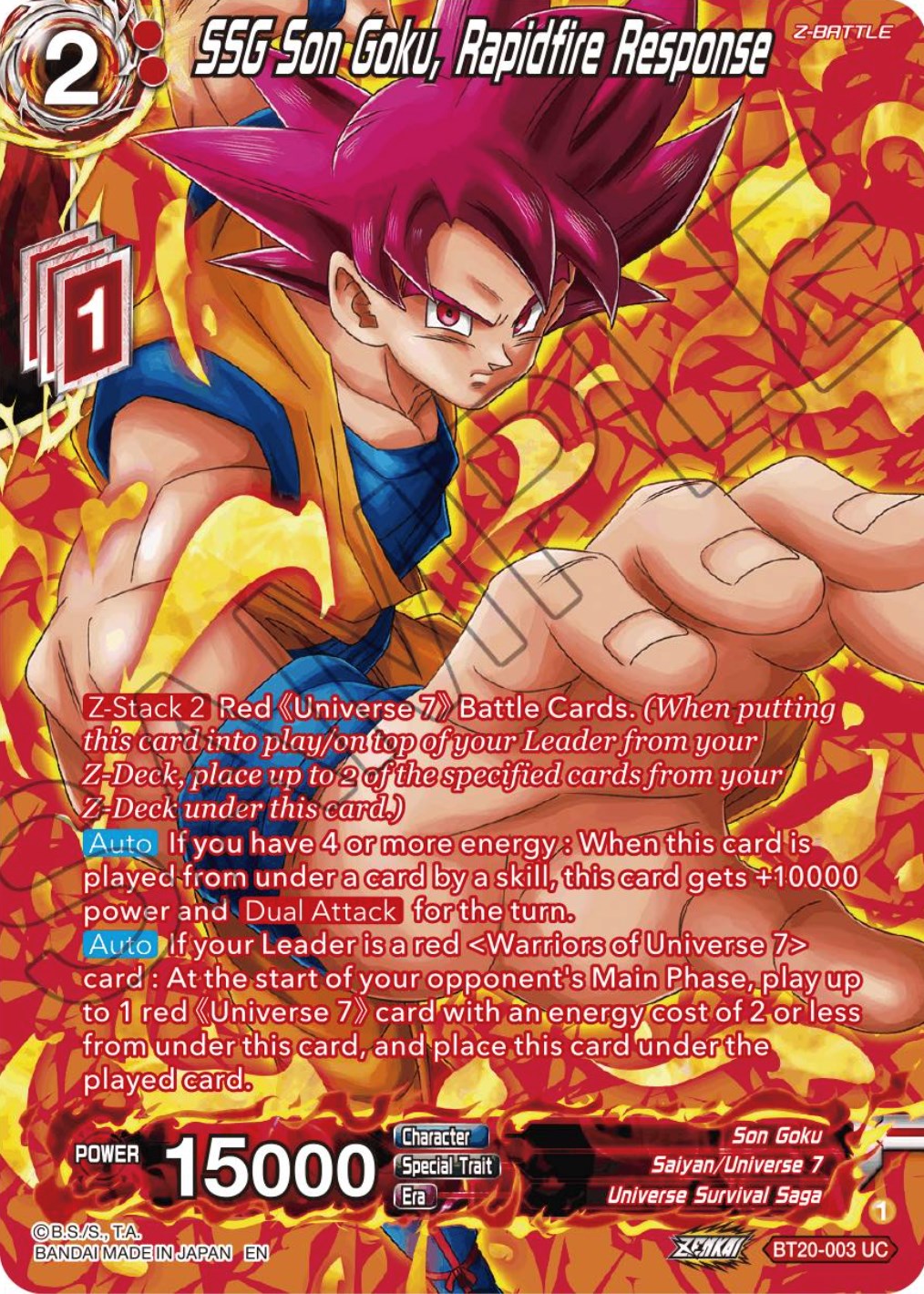 SSG Son Goku, Rapidfire Response (Silver Foil) (BT20-003) [Power Absorbed] | Rock City Comics