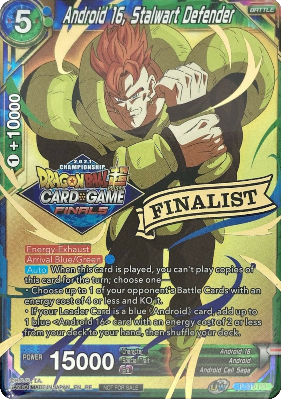 Android 16, Stalwart Defender (2021 Tournament Pack Vault Set - Finalist Gold Stamped) (P-310) [Tournament Promotion Cards] | Rock City Comics