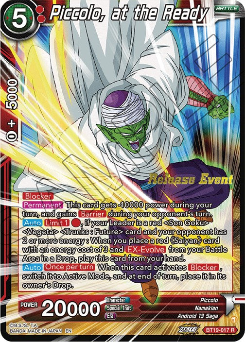 Piccolo, at the Ready (Fighter's Ambition Holiday Pack) (BT19-017) [Tournament Promotion Cards] | Rock City Comics