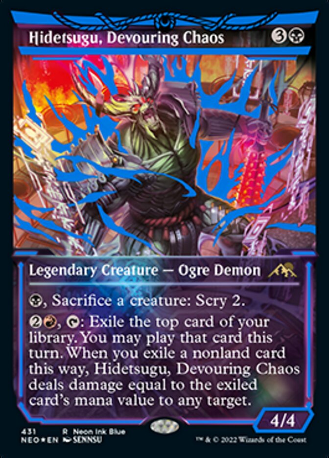 Hidetsugu, Devouring Chaos (Neon Ink Blue) [Kamigawa: Neon Dynasty] | Rock City Comics
